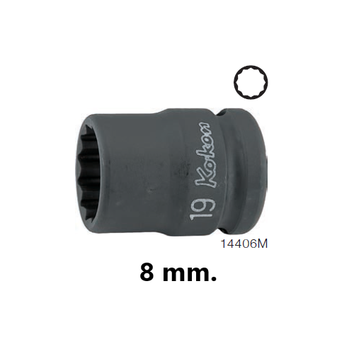 SKI - สกี จำหน่ายสินค้าหลากหลาย และคุณภาพดี | KOKEN 14406M-8 ขอบบาง ลูกบ๊อกลมสั้น 1/2นิ้ว-12p-8mm.